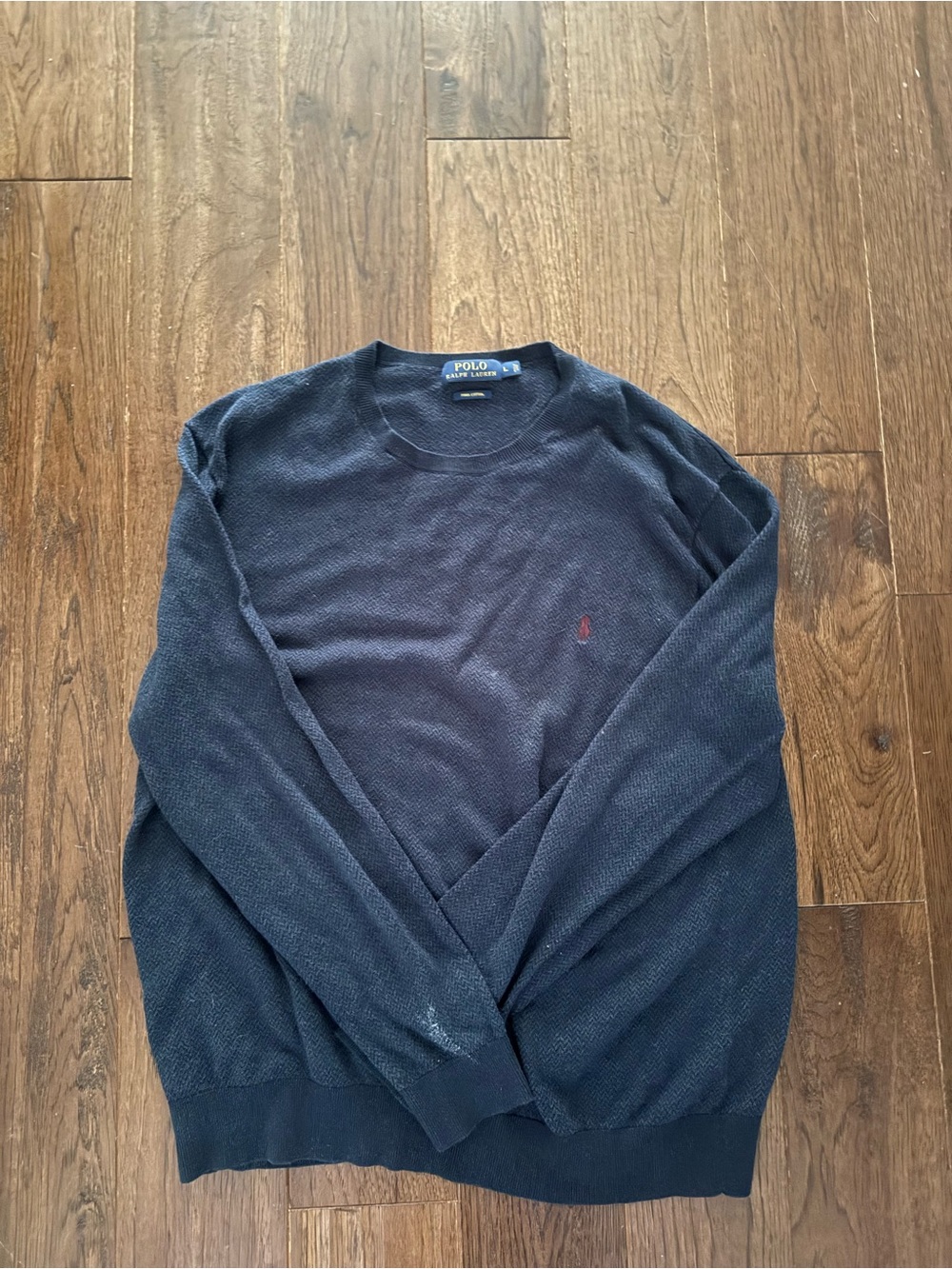 Ralph Lauren Navy Crewneck Sweater with Red Polo Pony